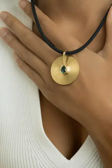 Jade Ruzzo Seafoam Tourmaline Medium Faceted Cymbal Pendant | Thumbnail 3