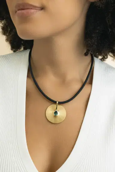 Jade Ruzzo Seafoam Tourmaline Medium Faceted Cymbal Pendant | Thumbnail 4