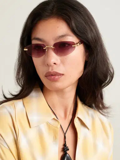 Cartier Eyewear Signature C Décor Rimless Cat-eye Gold-tone And Acetate Sunglasses | Thumbnail 2