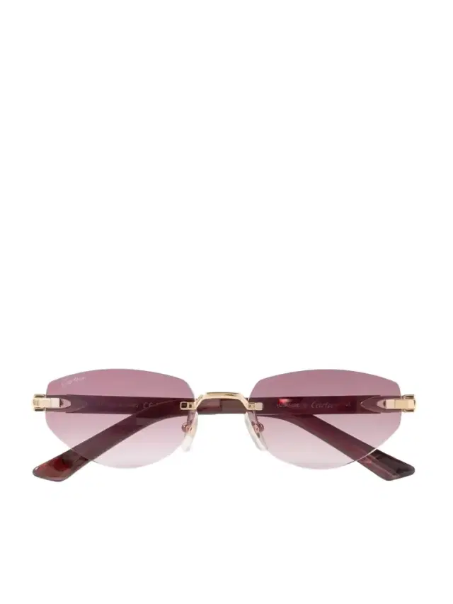 Cartier Eyewear Signature C Décor Rimless Cat-eye Gold-tone And Acetate Sunglasses
