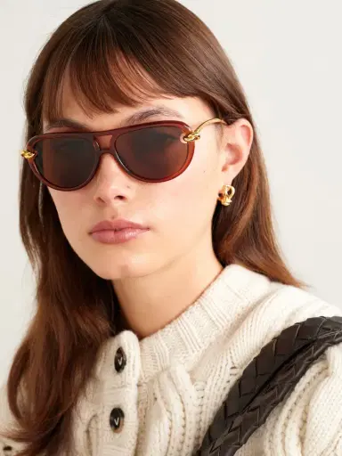 Bottega Veneta Eyewear New Knot Aviator-style Acetate And Gold-tone Sunglasses | Thumbnail 2