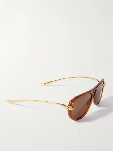Bottega Veneta Eyewear New Knot Aviator-style Acetate And Gold-tone Sunglasses | Thumbnail 3