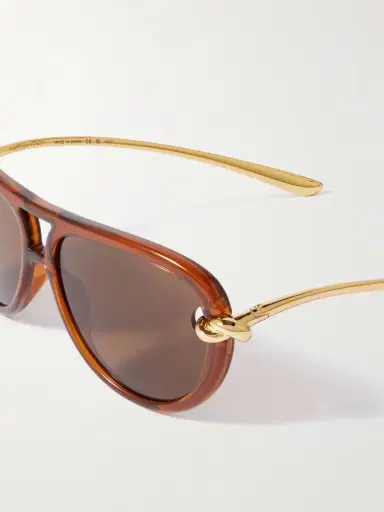 Bottega Veneta Eyewear New Knot Aviator-style Acetate And Gold-tone Sunglasses | Thumbnail 4