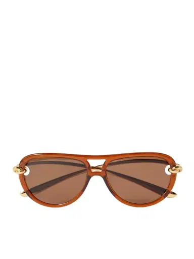 Bottega Veneta Eyewear New Knot Aviator-style Acetate And Gold-tone Sunglasses | Thumbnail 1