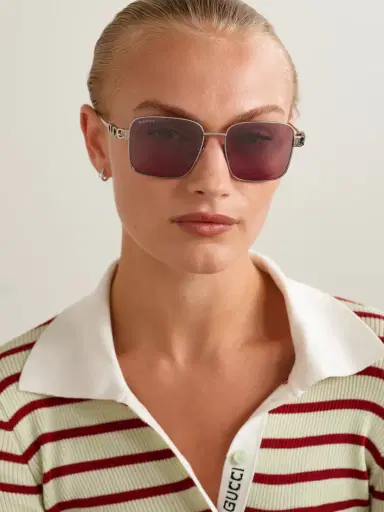 Gucci Eyewear Square-frame Silver-tone Sunglasses | Thumbnail 2