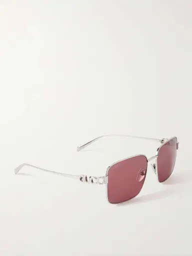 Gucci Eyewear Square-frame Silver-tone Sunglasses | Thumbnail 3