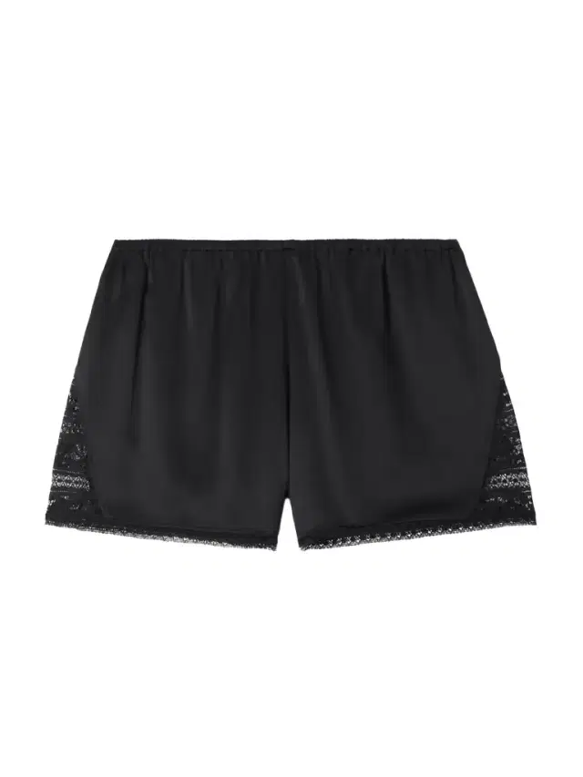 Devoilee Lace-trimmed Silk-satin Shorts