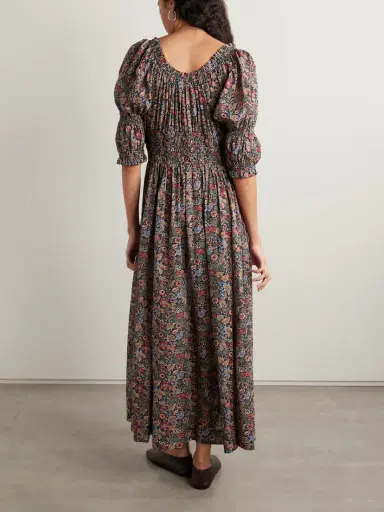 DÔEN Ischia Shirred Floral-print Organic Cotton-voile Midi Dress | Thumbnail 3 DÔEN Ischia Shirred Floral-print Organic Cotton-voile Midi Dress | Thumbnail 3