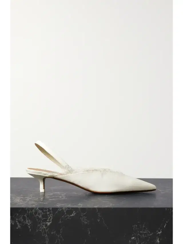 NEOUS Irena Lace-trimmed Crepe De Chine Slingback Pumps