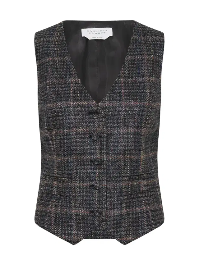 Coleridge Wool Silk Clubcheck Plaid Vest