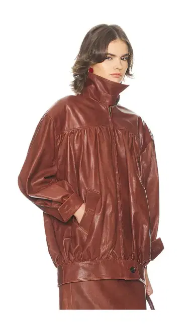 Helsa The Shirred Oversized Leather Jacket | Thumbnail 2