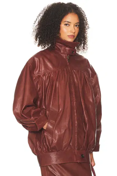 Helsa The Shirred Oversized Leather Jacket | Thumbnail 4