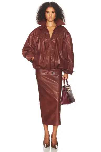 Helsa The Shirred Oversized Leather Jacket | Thumbnail 6