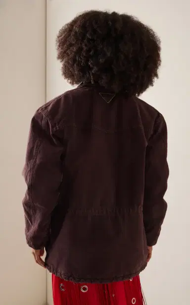 Prada Leather-Trimmed Denim Utility Jacket | Thumbnail 4 Prada Leather-Trimmed Denim Utility Jacket | Thumbnail 4
