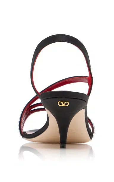 Valentino Garavani Embellished Satin Mid-Heel Sandals | Thumbnail 4