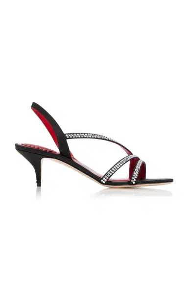 Valentino Garavani Embellished Satin Mid-Heel Sandals | Thumbnail 6
