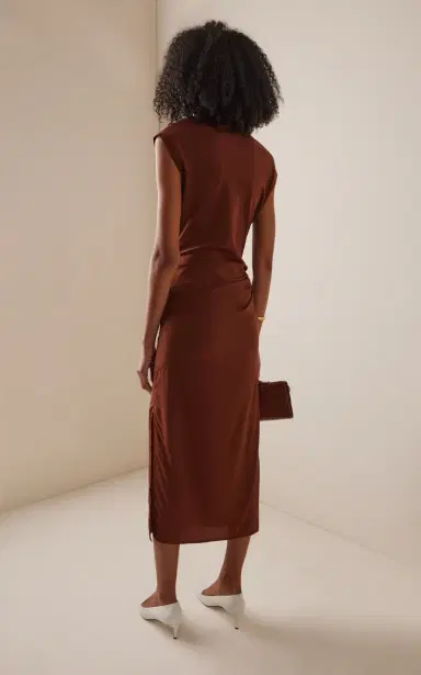 Proenza Schouler Tasa Draped Silk-Blend Midi Dress | Thumbnail 4 Proenza Schouler Tasa Draped Silk-Blend Midi Dress | Thumbnail 4