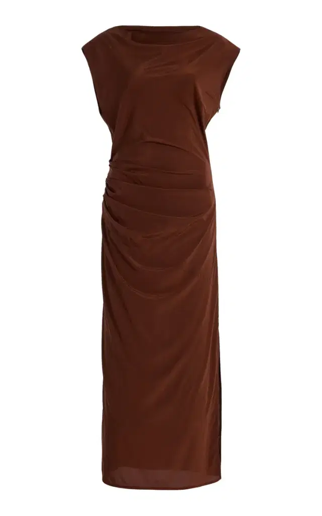 Tasa Draped Silk-Blend Midi Dress