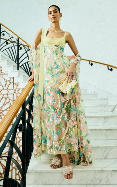 La Fuori Burst Of Lily Emb Embroidered Dress | Thumbnail 2