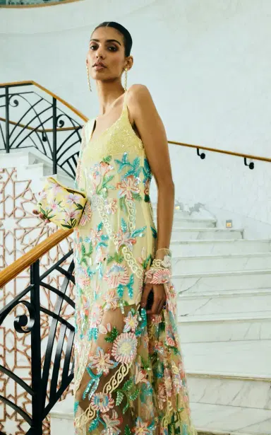 La Fuori Burst Of Lily Emb Embroidered Dress | Thumbnail 4