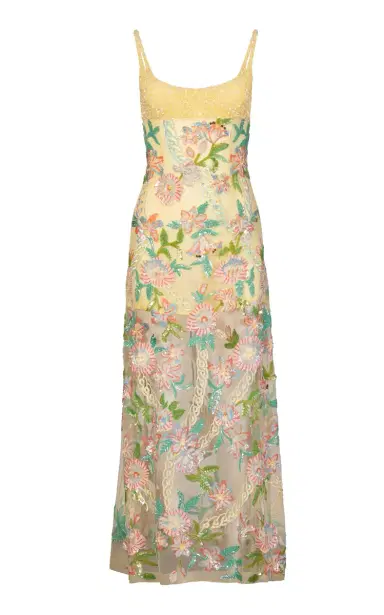 La Fuori Burst Of Lily Emb Embroidered Dress | Thumbnail 1