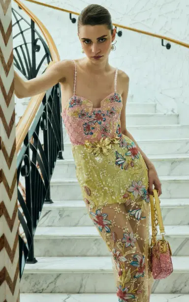 La Fuori Blush Lily Embroidered Dress | Thumbnail 2