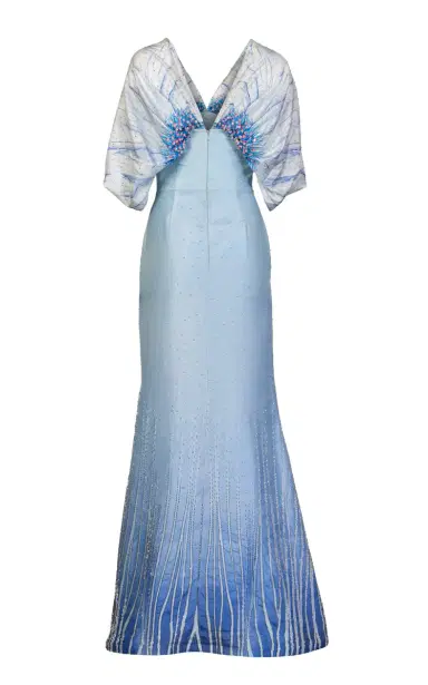 La Fuori Cerulean Lines Embroidered Silk Gown | Thumbnail 6