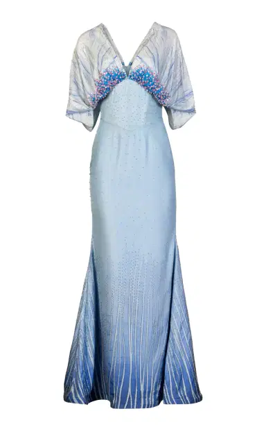 La Fuori Cerulean Lines Embroidered Silk Gown | Thumbnail 1