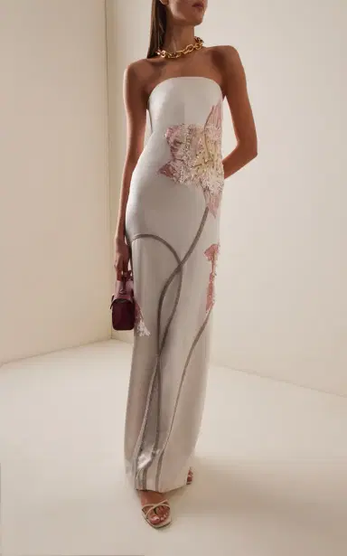 LA FUORI Rosebud-Embroidered Silk Maxi Dress | Thumbnail 2 LA FUORI Rosebud-Embroidered Silk Maxi Dress | Thumbnail 2