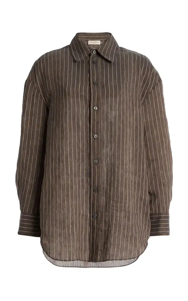 Dani Pinstriped Linen-Blend Shirt
