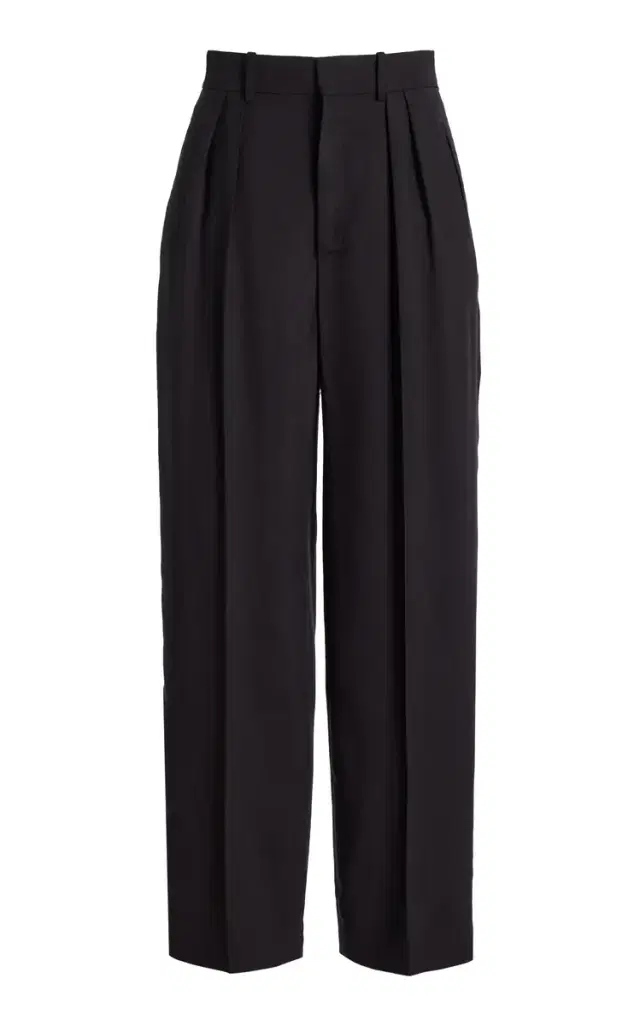 Aiden Pleated Wide-Leg Trousers - Black
