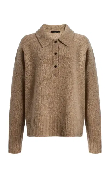 Jenni Kayne Burke Donegal Cashmere Polo Sweater | Thumbnail 1 Jenni Kayne Burke Donegal Cashmere Polo Sweater | Thumbnail 1