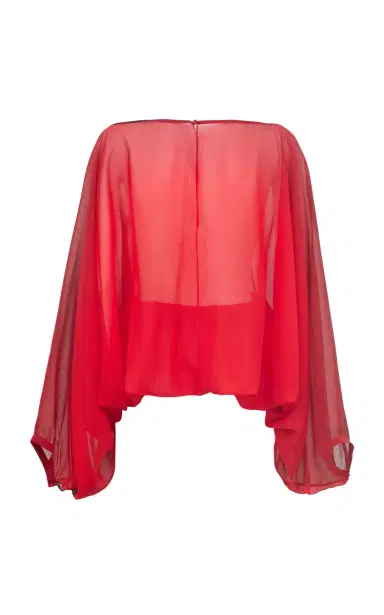 Antonio Grimaldi Alice Silk Georgette Crop Top - Red | Thumbnail 2