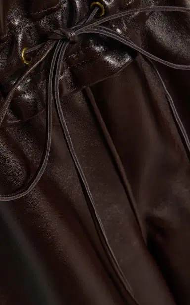 LaQuan Smith Utility Leather Wide-Leg Pants - Brown | Thumbnail 4