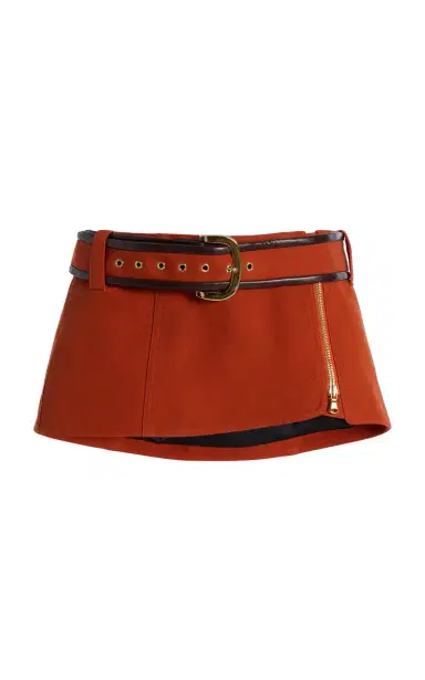 LaQuan Smith Belted Stretch-Cotton Mini Skirt | Thumbnail 14
