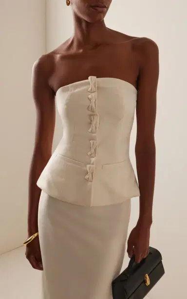 Marlies Grace Olivia Bow-Detailed Wool-Blend Strapless Top | Thumbnail 2 Marlies Grace Olivia Bow-Detailed Wool-Blend Strapless Top | Thumbnail 2