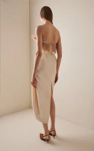 Khaite Salm Ruffled Wool-Silk Cady Midi Dress | Thumbnail 4 Khaite Salm Ruffled Wool-Silk Cady Midi Dress | Thumbnail 4
