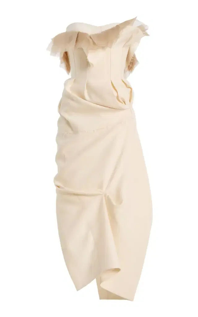 Salm Ruffled Wool-Silk Cady Midi Dress