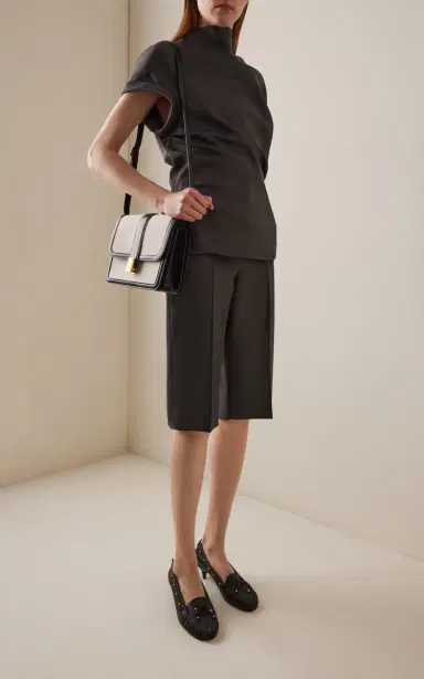 Khaite Raelle Tailored Wool-Silk Cady Shorts | Thumbnail 3