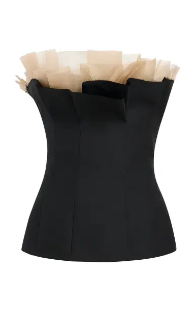 Khaite Sal Ruffled Wool-Silk Cady Top | Thumbnail 1