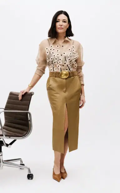 Khaite Anden Plonge Leather Midi Skirt | Thumbnail 3