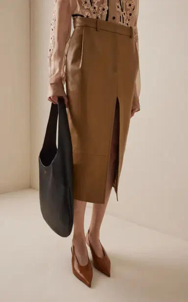Khaite Anden Plonge Leather Midi Skirt | Thumbnail 5