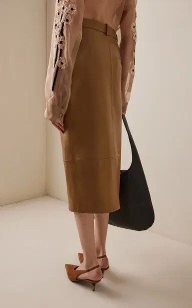 Khaite Anden Plonge Leather Midi Skirt | Thumbnail 6