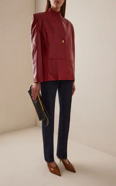 Khaite Dolso Cape-Sleeve Plonge Leather Jacket | Thumbnail 2 Khaite Dolso Cape-Sleeve Plonge Leather Jacket | Thumbnail 2