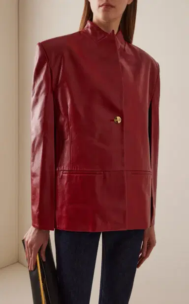Khaite Dolso Cape-Sleeve Plonge Leather Jacket | Thumbnail 3 Khaite Dolso Cape-Sleeve Plonge Leather Jacket | Thumbnail 3