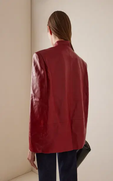Khaite Dolso Cape-Sleeve Plonge Leather Jacket | Thumbnail 4 Khaite Dolso Cape-Sleeve Plonge Leather Jacket | Thumbnail 4