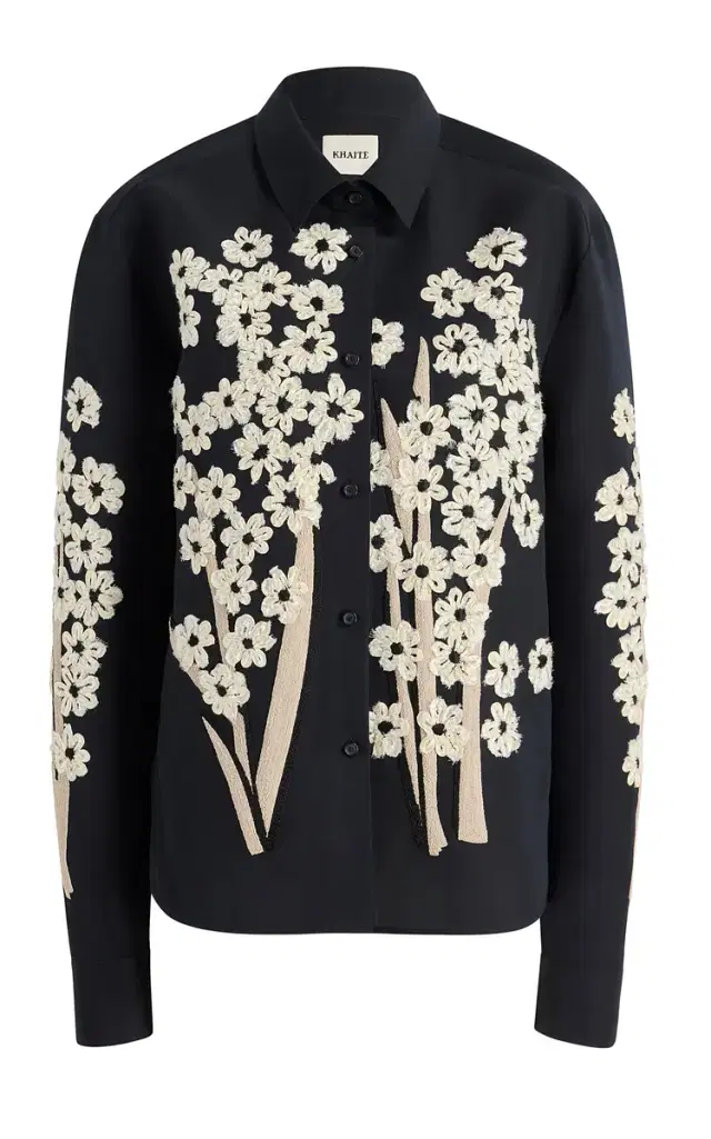 Argo Floral-Embellished Cotton-Silk Organza Shirt