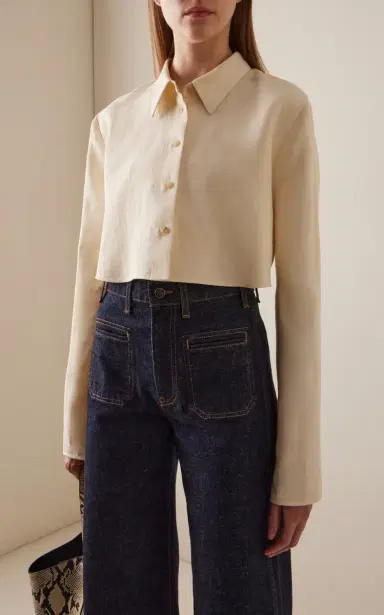 Khaite Fritz Cropped Linen Shirt | Thumbnail 3 Khaite Fritz Cropped Linen Shirt | Thumbnail 3