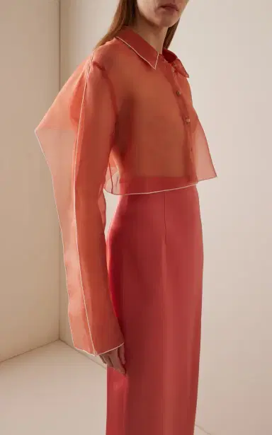 Khaite Fritz Cropped Silk Organza Shirt | Thumbnail 2 Khaite Fritz Cropped Silk Organza Shirt | Thumbnail 2