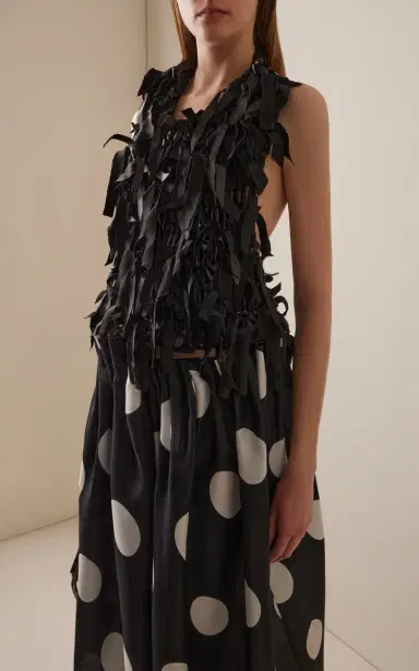 Khaite Tevis Fringed Plonge Leather Halter Top | Thumbnail 3 Khaite Tevis Fringed Plonge Leather Halter Top | Thumbnail 3